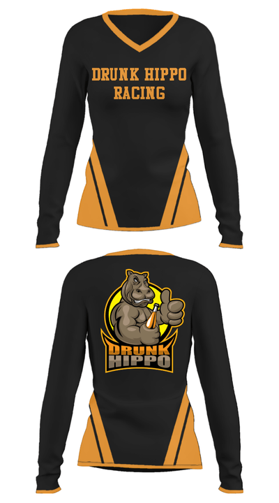 Drunk Hippo Racing 90284790 Women's Long Sleeve V-neck Shirt - 23