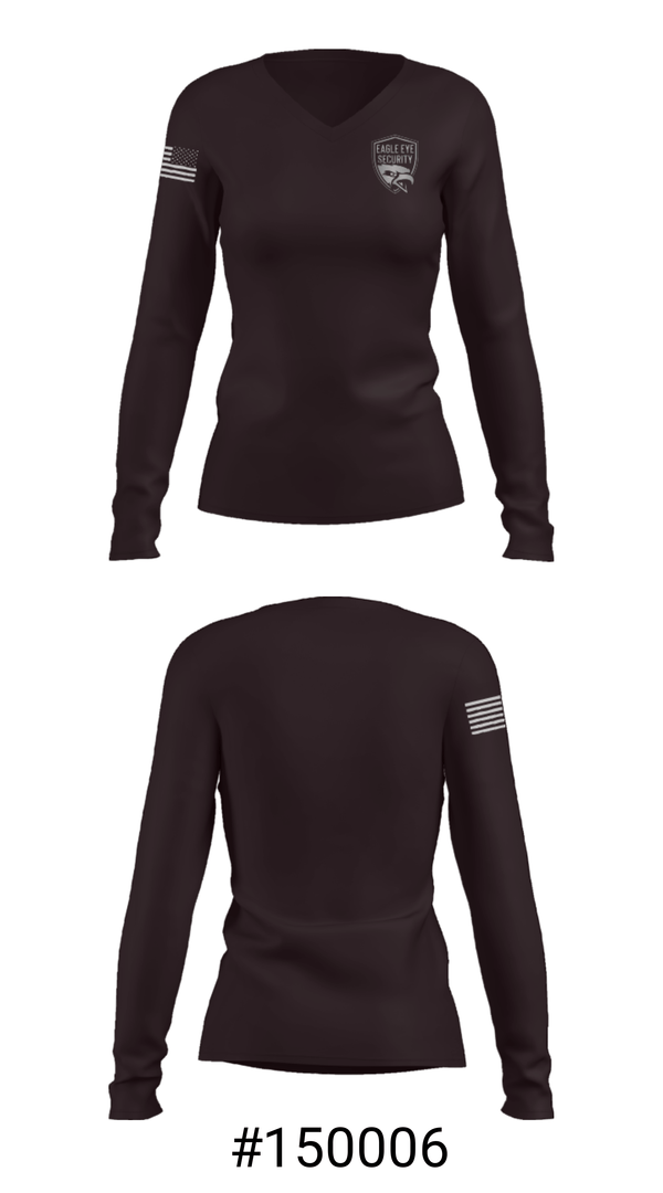 Women's Long Sleeve Vneck Shirt, Eagle Eye Security, , Teamtime, Team time, sublimation, custom sports apparel, team uniforms, spirit wear, spiritwear, sports uniforms, custom shirts, team store, custom team store, fundraiser sports, apparel fundraiser