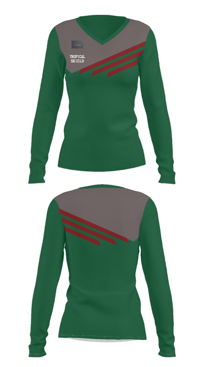 Tropical shield 24349303 Women's Long Sleeve V-neck Shirt - 25