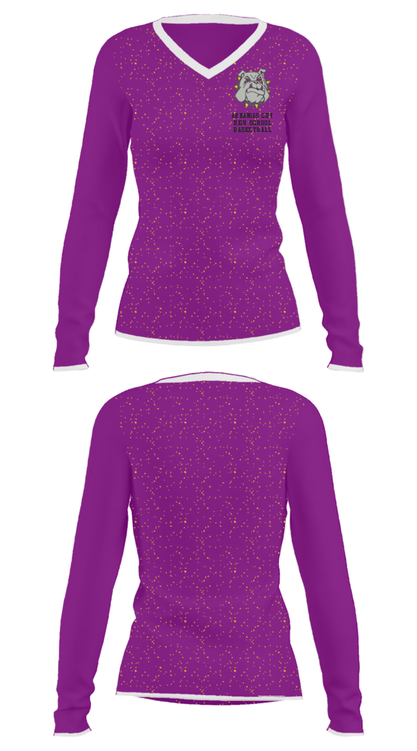 Women's Long Sleeve Vneck Shirt, Arkansas City High School Basketball, Men's Basketball, Teamtime, Team time, sublimation, custom sports apparel, team uniforms, spirit wear, spiritwear, sports uniforms, custom shirts, team store, custom team store, fundraiser sports, apparel fundraiser