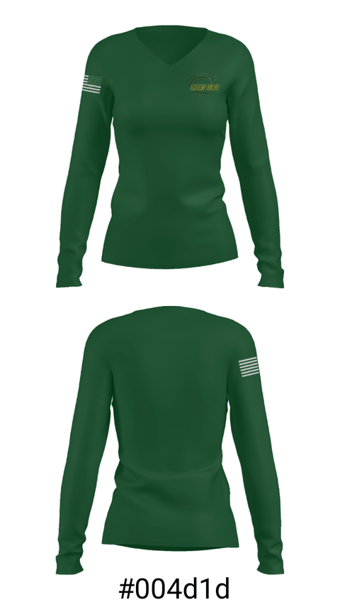 Women's Long Sleeve Vneck Shirt, Dover High School Gymnastics, Spirit Store, Teamtime, Team time, sublimation, custom sports apparel, team uniforms, spirit wear, spiritwear, sports uniforms, custom shirts, team store, custom team store, fundraiser sports, apparel fundraiser