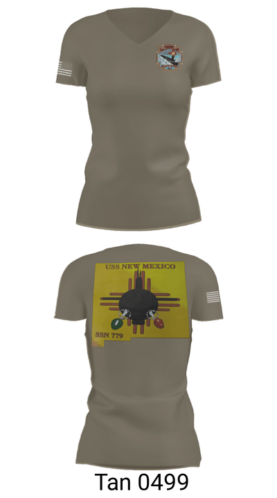 USS New Mexico 56487419 Women's Short Sleeve V-neck Shirt - 36