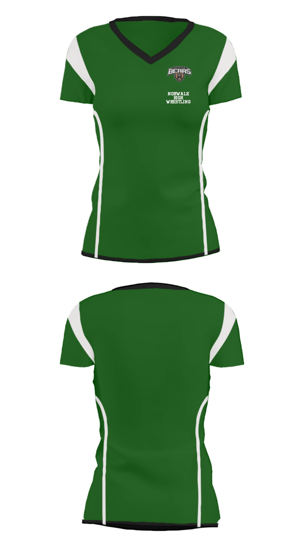 Women's Short Sleeve Vneck Shirt, Norwalk High Wrestling, Wrestling, Teamtime, Team time, sublimation, custom sports apparel, team uniforms, spirit wear, spiritwear, sports uniforms, custom shirts, team store, custom team store, fundraiser sports, apparel fundraiser