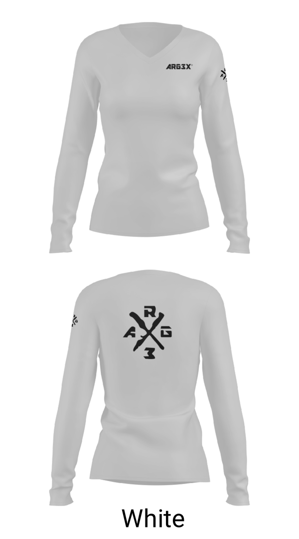 Women's Long Sleeve Vneck Shirt, ARG3X®️, , Teamtime, Team time, sublimation, custom sports apparel, team uniforms, spirit wear, spiritwear, sports uniforms, custom shirts, team store, custom team store, fundraiser sports, apparel fundraiser