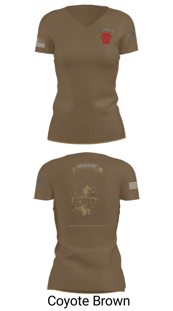 Women's Short Sleeve Vneck Shirt, 1-111th IN BN 38506759, Army, Teamtime, Team time, sublimation, custom sports apparel, team uniforms, spirit wear, spiritwear, sports uniforms, custom shirts, team store, custom team store, fundraiser sports, apparel fundraiser