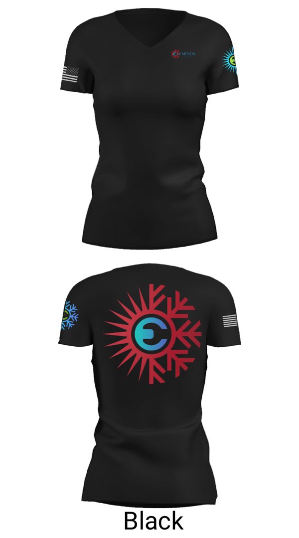 Women's Short Sleeve Vneck Shirt, Elemental HVAC, , Teamtime, Team time, sublimation, custom sports apparel, team uniforms, spirit wear, spiritwear, sports uniforms, custom shirts, team store, custom team store, fundraiser sports, apparel fundraiser