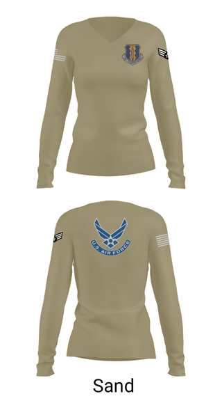 Women's Long Sleeve Vneck Shirt, 33rd Tactical Fighter Wing, Air Force, Teamtime, Team time, sublimation, custom sports apparel, team uniforms, spirit wear, spiritwear, sports uniforms, custom shirts, team store, custom team store, fundraiser sports, apparel fundraiser