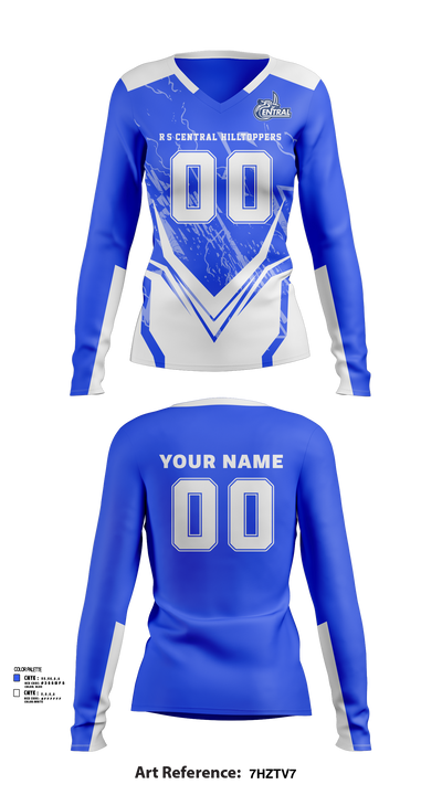 R-S Central Hilltoppers Volleyball 15542633 Women's Long Sleeve V-neck Shirt - 81