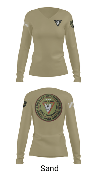 Women's Long Sleeve Vneck Shirt, SSD, Police, Teamtime, Team time, sublimation, custom sports apparel, team uniforms, spirit wear, spiritwear, sports uniforms, custom shirts, team store, custom team store, fundraiser sports, apparel fundraiser