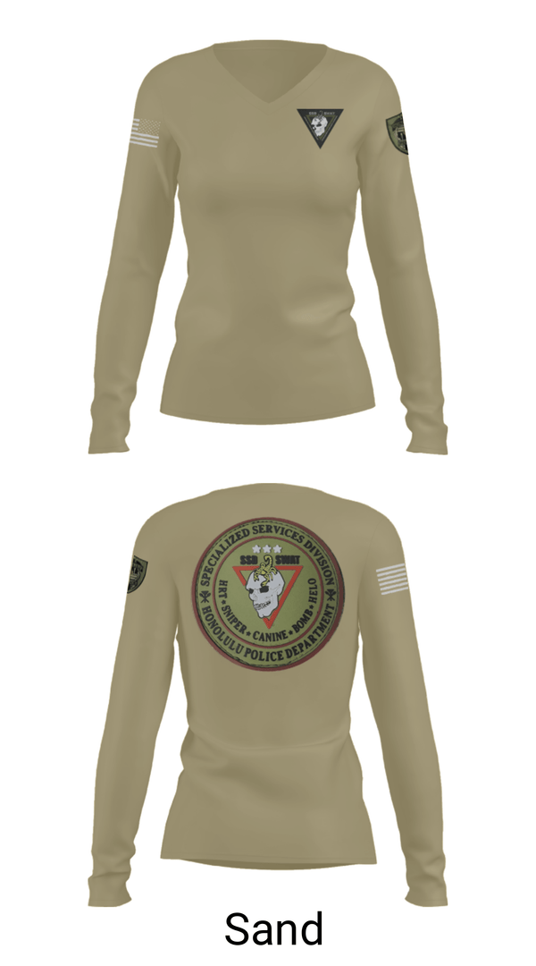 Women's Long Sleeve Vneck Shirt, SSD, Police, Teamtime, Team time, sublimation, custom sports apparel, team uniforms, spirit wear, spiritwear, sports uniforms, custom shirts, team store, custom team store, fundraiser sports, apparel fundraiser