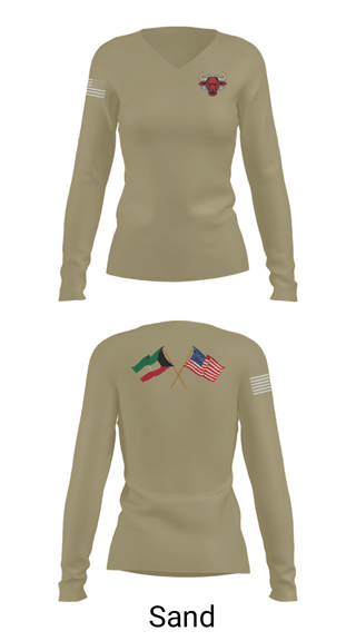 Women's Long Sleeve Vneck Shirt, 802 OD, Army, Teamtime, Team time, sublimation, custom sports apparel, team uniforms, spirit wear, spiritwear, sports uniforms, custom shirts, team store, custom team store, fundraiser sports, apparel fundraiser