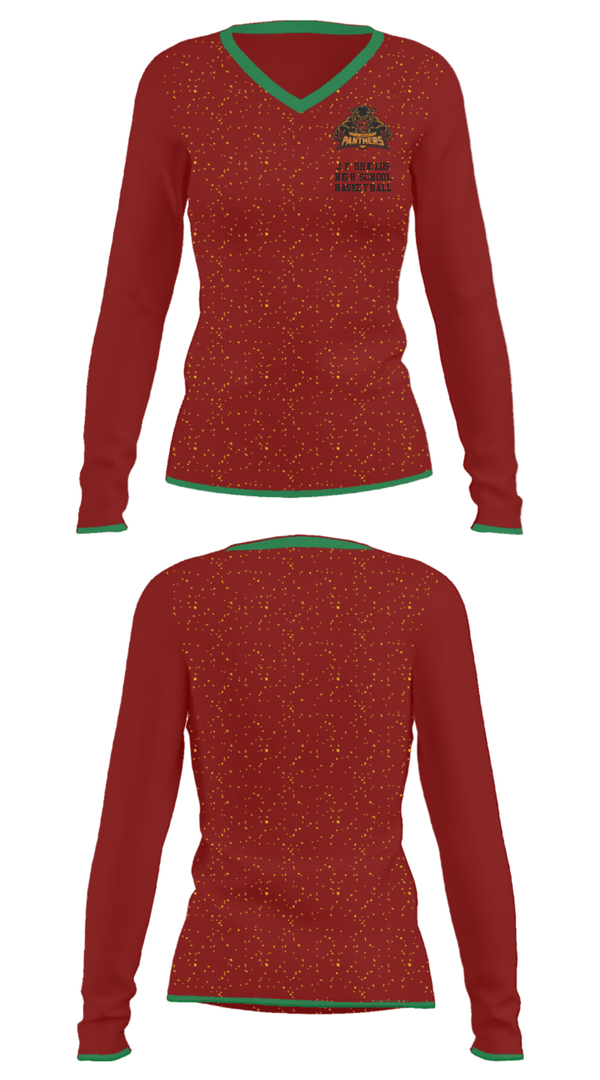 Women's Long Sleeve Vneck Shirt, J F Shields High School Basketball, Men's Basketball, Teamtime, Team time, sublimation, custom sports apparel, team uniforms, spirit wear, spiritwear, sports uniforms, custom shirts, team store, custom team store, fundraiser sports, apparel fundraiser