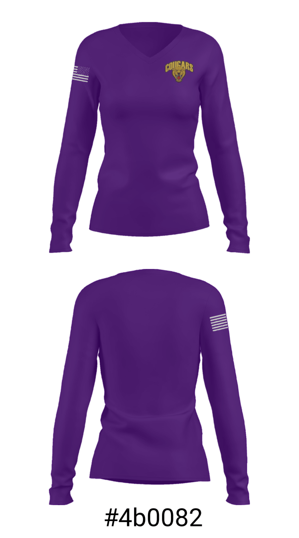 Women's Long Sleeve Vneck Shirt, Rosa Parks Middle School, Spirit Store, Teamtime, Team time, sublimation, custom sports apparel, team uniforms, spirit wear, spiritwear, sports uniforms, custom shirts, team store, custom team store, fundraiser sports, apparel fundraiser