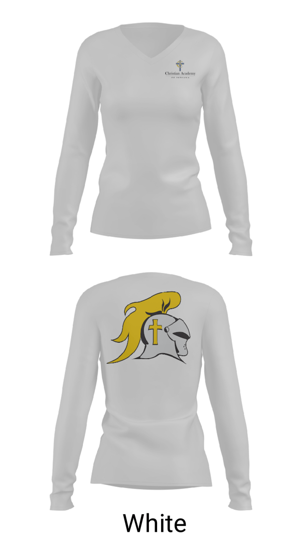 Women's Long Sleeve Vneck Shirt, Christian Academy of Indiana, Spirit Store, Teamtime, Team time, sublimation, custom sports apparel, team uniforms, spirit wear, spiritwear, sports uniforms, custom shirts, team store, custom team store, fundraiser sports, apparel fundraiser