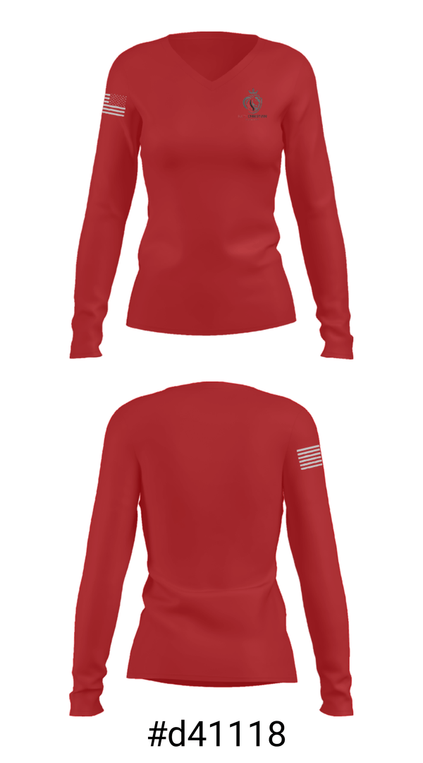 Women's Long Sleeve Vneck Shirt, Katy Christian Academy Basketball, Men's Basketball, Teamtime, Team time, sublimation, custom sports apparel, team uniforms, spirit wear, spiritwear, sports uniforms, custom shirts, team store, custom team store, fundraiser sports, apparel fundraiser