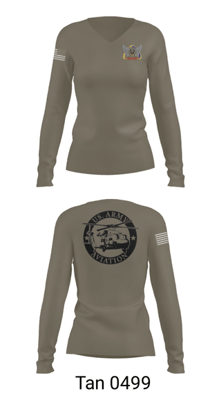 Women's Long Sleeve Vneck Shirt, A Co 1-13 AVN REGT, Army, Teamtime, Team time, sublimation, custom sports apparel, team uniforms, spirit wear, spiritwear, sports uniforms, custom shirts, team store, custom team store, fundraiser sports, apparel fundraiser