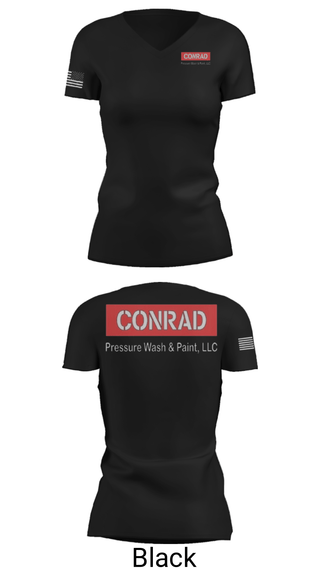 Women's Short Sleeve Vneck Shirt, Conrad Pressure Wash & Paint, , Teamtime, Team time, sublimation, custom sports apparel, team uniforms, spirit wear, spiritwear, sports uniforms, custom shirts, team store, custom team store, fundraiser sports, apparel fundraiser