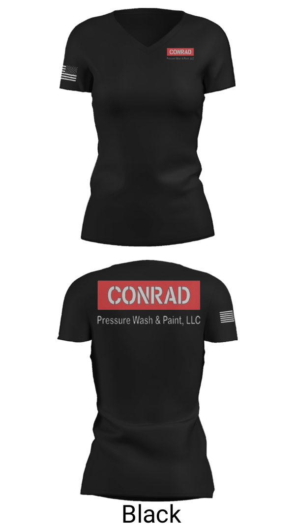 Women's Short Sleeve Vneck Shirt, Conrad Pressure Wash & Paint, , Teamtime, Team time, sublimation, custom sports apparel, team uniforms, spirit wear, spiritwear, sports uniforms, custom shirts, team store, custom team store, fundraiser sports, apparel fundraiser