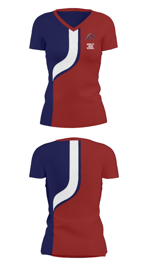 Women's Short Sleeve Vneck Shirt, Hurley High school, Spirit Store, Teamtime, Team time, sublimation, custom sports apparel, team uniforms, spirit wear, spiritwear, sports uniforms, custom shirts, team store, custom team store, fundraiser sports, apparel fundraiser