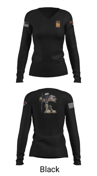 Women's Long Sleeve Vneck Shirt, 18th FA BDE Airborne, Army, Teamtime, Team time, sublimation, custom sports apparel, team uniforms, spirit wear, spiritwear, sports uniforms, custom shirts, team store, custom team store, fundraiser sports, apparel fundraiser
