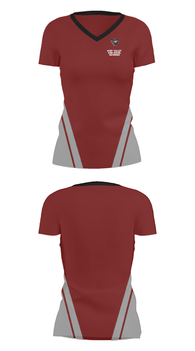West Valley High School Swimming 52655580 Women's Short Sleeve V-neck Shirt - 32