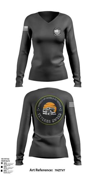 Women's Long Sleeve Vneck Shirt, Wheels Up Mobile RV RepairCullman County Dive TeamWheels Up Mobile RV Repair, , Teamtime, Team time, sublimation, custom sports apparel, team uniforms, spirit wear, spiritwear, sports uniforms, custom shirts, team store, custom team store, fundraiser sports, apparel fundraiser