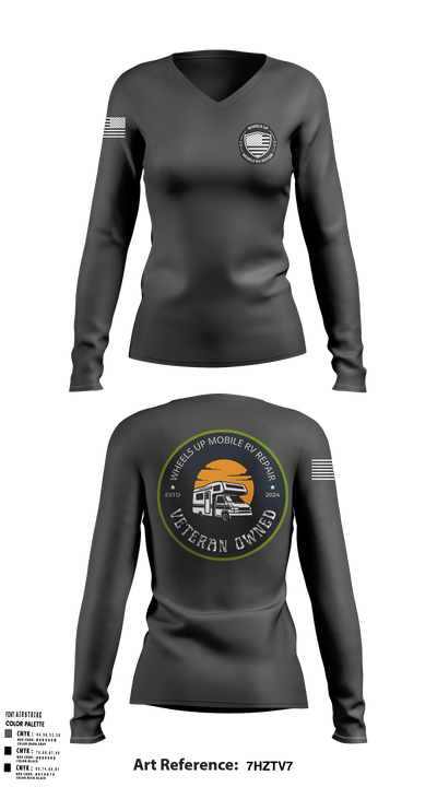 Wheels Up Mobile RV Repair Cullman County Dive Team Wheels Up Mobile RV Repair 20024134 20024134 Women's Long Sleeve V-neck Shirt - 1