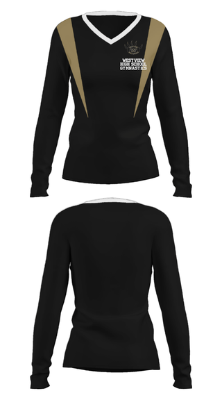 Women's Long Sleeve Vneck Shirt, Westview High School Gymnastics, Spirit Store, Teamtime, Team time, sublimation, custom sports apparel, team uniforms, spirit wear, spiritwear, sports uniforms, custom shirts, team store, custom team store, fundraiser sports, apparel fundraiser