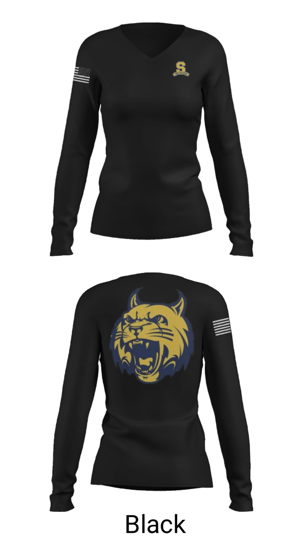 Women's Long Sleeve Vneck Shirt, Springfield High School Bowling, Bowling, Teamtime, Team time, sublimation, custom sports apparel, team uniforms, spirit wear, spiritwear, sports uniforms, custom shirts, team store, custom team store, fundraiser sports, apparel fundraiser