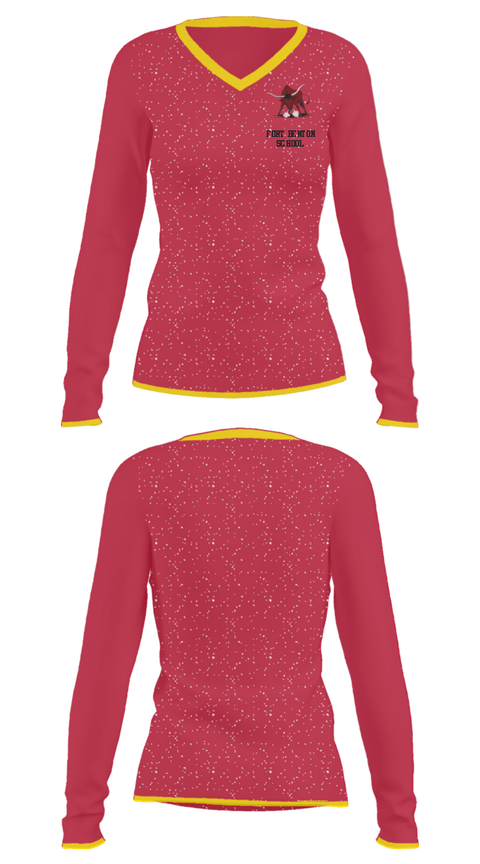 Women's Long Sleeve Vneck Shirt, Fort Benton School, Spirit Store, Teamtime, Team time, sublimation, custom sports apparel, team uniforms, spirit wear, spiritwear, sports uniforms, custom shirts, team store, custom team store, fundraiser sports, apparel fundraiser