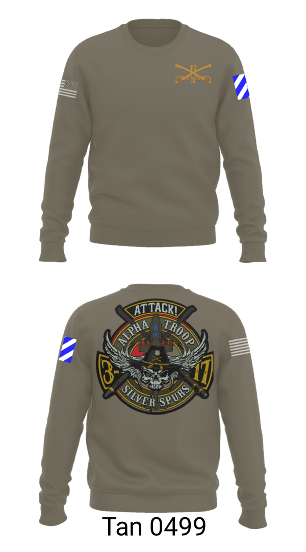 Crew Neck Sweatshirt, A/3-17 ACS, Army, Teamtime, Team time, sublimation, custom sports apparel, team uniforms, spirit wear, spiritwear, sports uniforms, custom shirts, team store, custom team store, fundraiser sports, apparel fundraiser