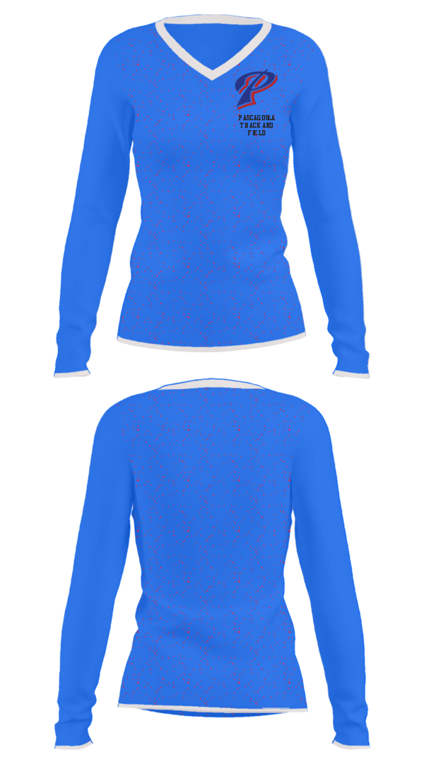 Women's Long Sleeve Vneck Shirt, Pascagoula Track and Field, Track & Field, Teamtime, Team time, sublimation, custom sports apparel, team uniforms, spirit wear, spiritwear, sports uniforms, custom shirts, team store, custom team store, fundraiser sports, apparel fundraiser