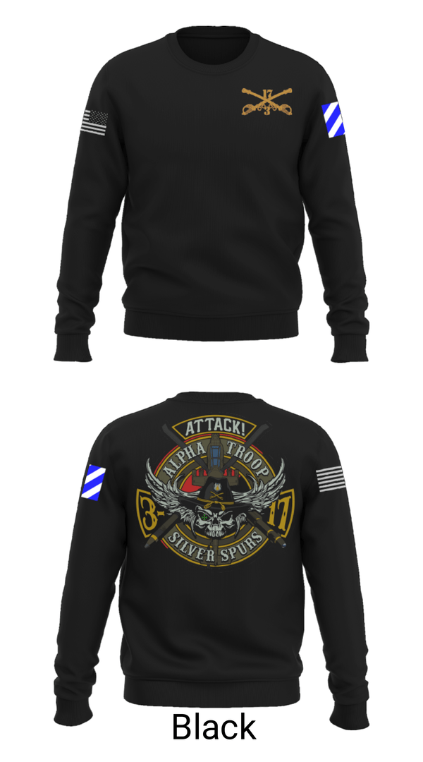 Crew Neck Sweatshirt, A/3-17 ACS, Army, Teamtime, Team time, sublimation, custom sports apparel, team uniforms, spirit wear, spiritwear, sports uniforms, custom shirts, team store, custom team store, fundraiser sports, apparel fundraiser