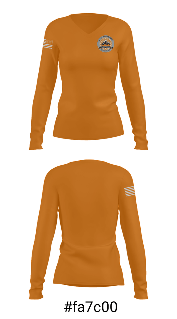 Women's Long Sleeve Vneck Shirt, ETCW, Wrestling, Teamtime, Team time, sublimation, custom sports apparel, team uniforms, spirit wear, spiritwear, sports uniforms, custom shirts, team store, custom team store, fundraiser sports, apparel fundraiser
