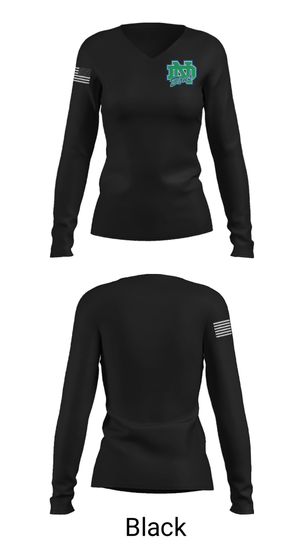 Women's Long Sleeve Vneck Shirt, Notre Dame College Prep, Spirit Store, Teamtime, Team time, sublimation, custom sports apparel, team uniforms, spirit wear, spiritwear, sports uniforms, custom shirts, team store, custom team store, fundraiser sports, apparel fundraiser