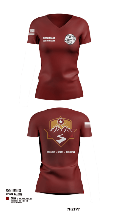Fort Bliss DENTAC 45605501 Women's Short Sleeve V-neck Shirt - 92