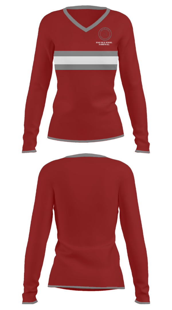 Women's Long Sleeve Vneck Shirt, Boaz High School Basketball, Women's Basketball, Teamtime, Team time, sublimation, custom sports apparel, team uniforms, spirit wear, spiritwear, sports uniforms, custom shirts, team store, custom team store, fundraiser sports, apparel fundraiser