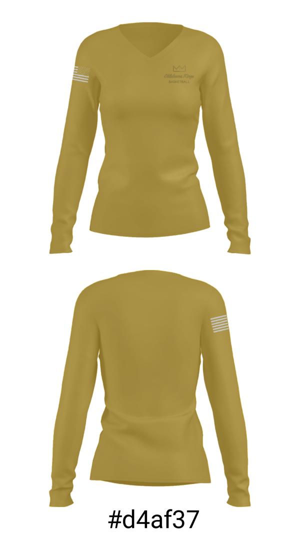 Women's Long Sleeve Vneck Shirt, Oklahoma Kings Basketball, Men's Basketball, Teamtime, Team time, sublimation, custom sports apparel, team uniforms, spirit wear, spiritwear, sports uniforms, custom shirts, team store, custom team store, fundraiser sports, apparel fundraiser