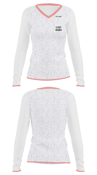Women's Long Sleeve Vneck Shirt, Lodi Rams, Men's Basketball, Teamtime, Team time, sublimation, custom sports apparel, team uniforms, spirit wear, spiritwear, sports uniforms, custom shirts, team store, custom team store, fundraiser sports, apparel fundraiser