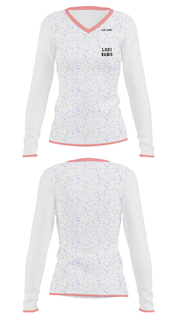 Women's Long Sleeve Vneck Shirt, Lodi Rams, Men's Basketball, Teamtime, Team time, sublimation, custom sports apparel, team uniforms, spirit wear, spiritwear, sports uniforms, custom shirts, team store, custom team store, fundraiser sports, apparel fundraiser