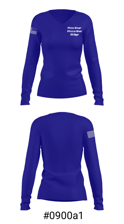 Five Star Pizza Bee Ridge 59216420 Women's Long Sleeve V-neck Shirt - 20