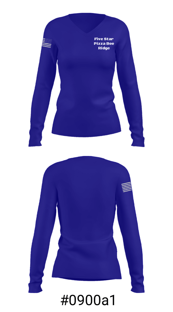 Women's Long Sleeve Vneck Shirt, Five Star Pizza Bee Ridge, , Teamtime, Team time, sublimation, custom sports apparel, team uniforms, spirit wear, spiritwear, sports uniforms, custom shirts, team store, custom team store, fundraiser sports, apparel fundraiser
