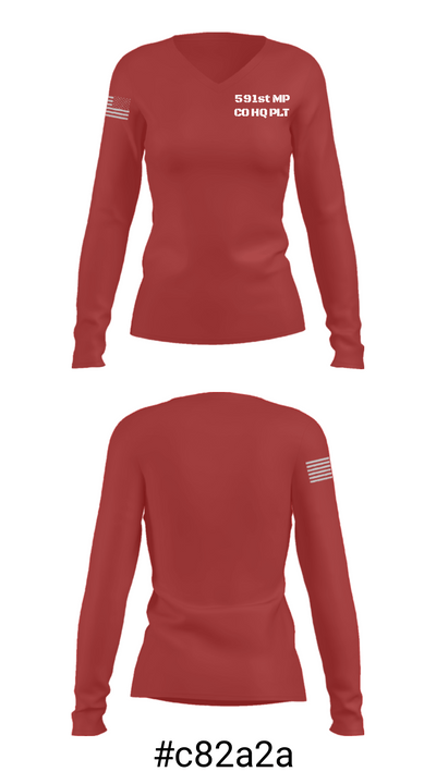 591st MP CO HQ PLT 10492449 Women's Long Sleeve V-neck Shirt - 7