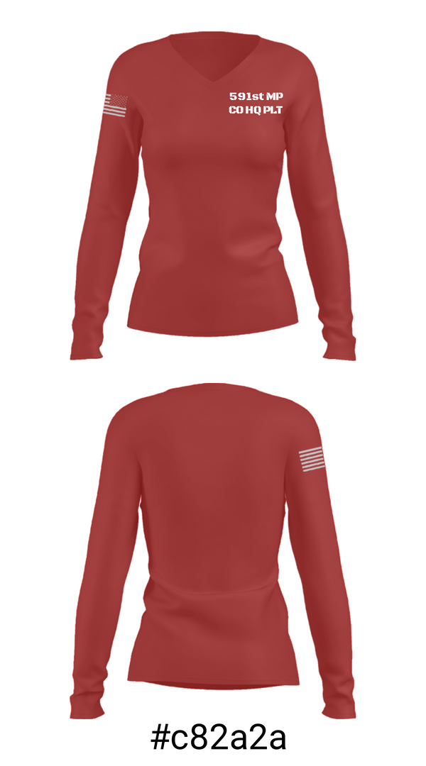 Women's Long Sleeve Vneck Shirt, 591st MP CO HQ PLT, Army, Teamtime, Team time, sublimation, custom sports apparel, team uniforms, spirit wear, spiritwear, sports uniforms, custom shirts, team store, custom team store, fundraiser sports, apparel fundraiser