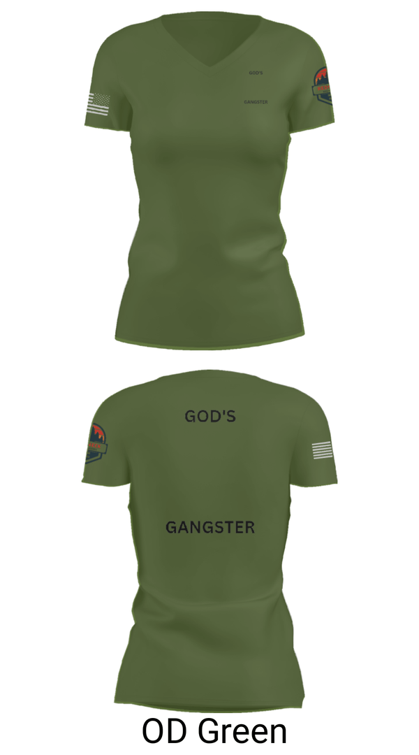 Women's Short Sleeve Vneck Shirt, GOD'S GANGSTER, Baseball, Teamtime, Team time, sublimation, custom sports apparel, team uniforms, spirit wear, spiritwear, sports uniforms, custom shirts, team store, custom team store, fundraiser sports, apparel fundraiser