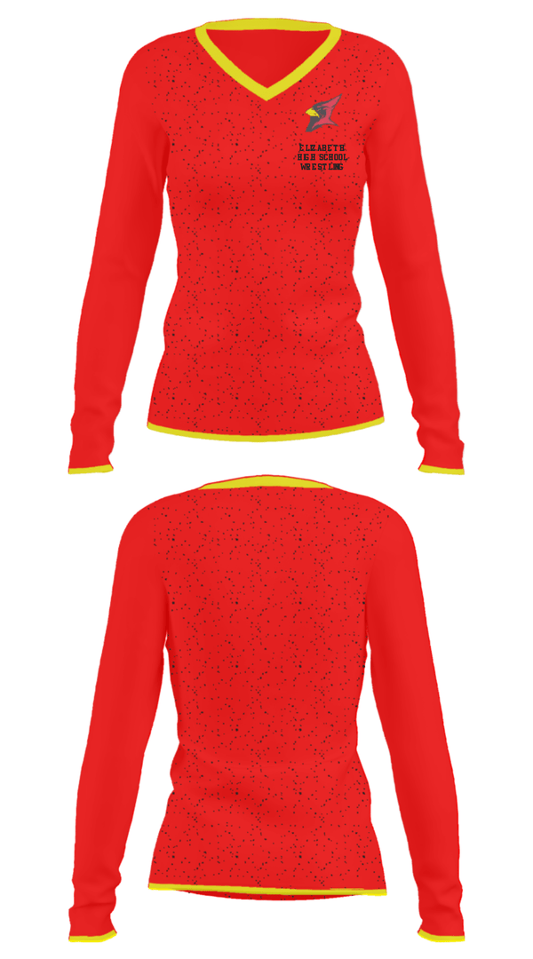Women's Long Sleeve Vneck Shirt, Elizabeth High School Wrestling, Wrestling, Teamtime, Team time, sublimation, custom sports apparel, team uniforms, spirit wear, spiritwear, sports uniforms, custom shirts, team store, custom team store, fundraiser sports, apparel fundraiser
