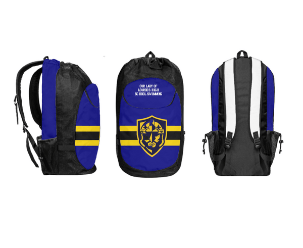 Gear Bag, Our Lady of Lourdes High School Swimming, Swimming, Teamtime, Team time, sublimation, custom sports apparel, team uniforms, spirit wear, spiritwear, sports uniforms, custom shirts, team store, custom team store, fundraiser sports, apparel fundraiser