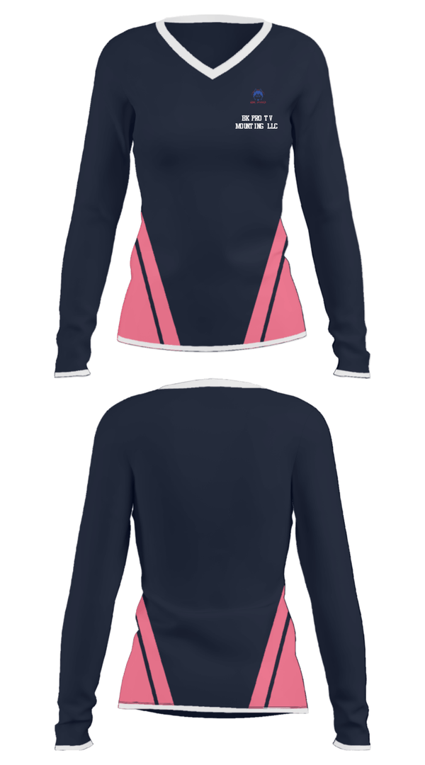 Women's Long Sleeve Vneck Shirt, BK Pro TV Mounting LLC, , Teamtime, Team time, sublimation, custom sports apparel, team uniforms, spirit wear, spiritwear, sports uniforms, custom shirts, team store, custom team store, fundraiser sports, apparel fundraiser
