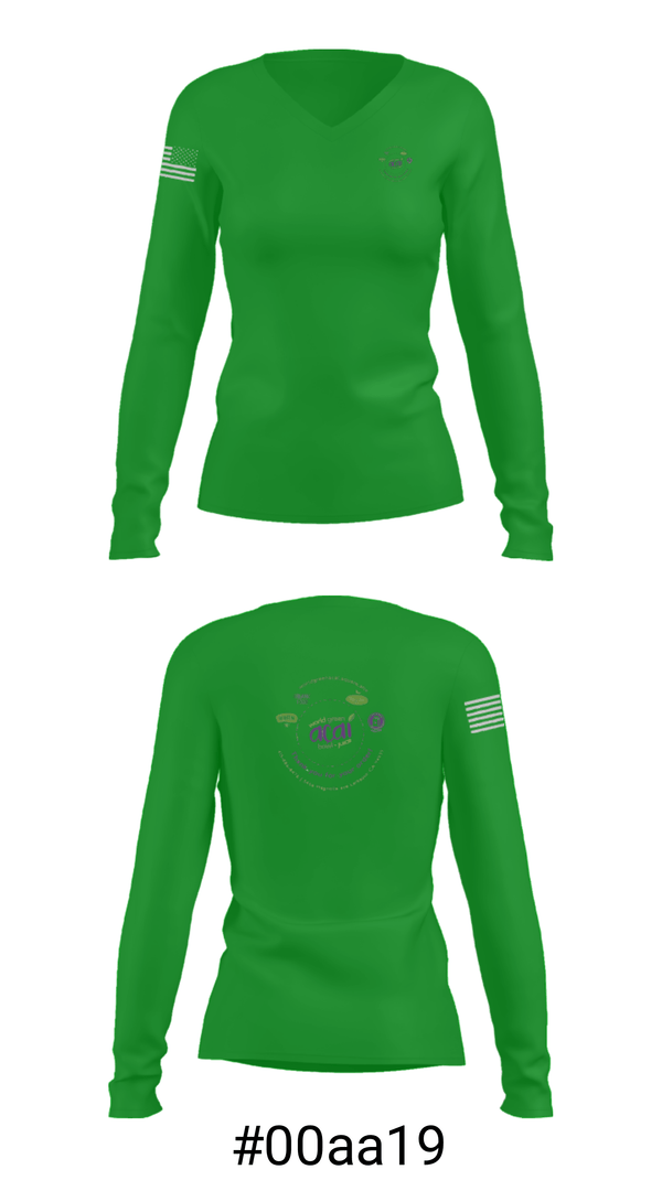 Women's Long Sleeve Vneck Shirt, World green açaí bowl, , Teamtime, Team time, sublimation, custom sports apparel, team uniforms, spirit wear, spiritwear, sports uniforms, custom shirts, team store, custom team store, fundraiser sports, apparel fundraiser