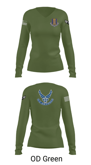 Women's Long Sleeve Vneck Shirt, 33rd Tactical Fighter Wing, Air Force, Teamtime, Team time, sublimation, custom sports apparel, team uniforms, spirit wear, spiritwear, sports uniforms, custom shirts, team store, custom team store, fundraiser sports, apparel fundraiser
